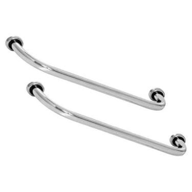 Imagem de Barra Alça Apoio Kit 2 Uni Aço Inox 40Cm Criança Pcd Gestante Acessibi