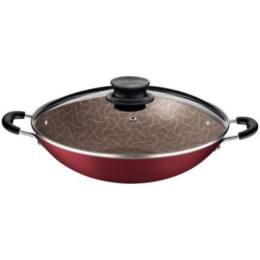Imagem de Panela Wok Antiaderente Tramontina Paris de Alumínio Vermelho 32cm, Ve