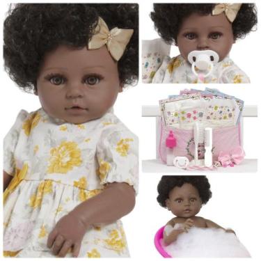 Imagem de Bebê Tipo Reborn Menina Negra Princesa 46cm Lindo Enxoval - Cegonha Re