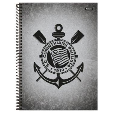 Imagem de Caderno Corinthians Capa Dura Espiral 1 Matéria 80F Escolar, Cinza