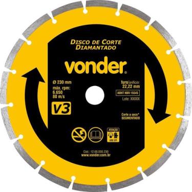 Imagem de Disco diamantado 230mm segmentado furo 22mm v3 - Vonder