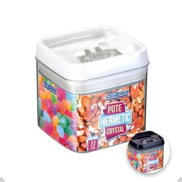 Imagem de Pote Hermético Acrílico Quadrado Pequeno Com Trava 1100 Ml - INJEPLAST