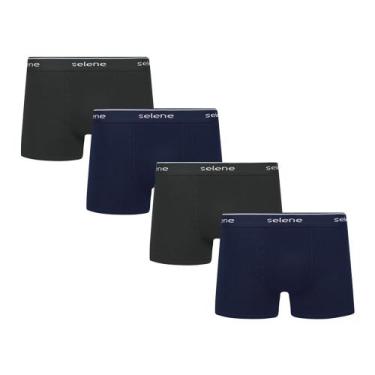 Imagem de Kit Com 4 Cuecas Boxer Box Selene De Algodão Adulto, Preto, Marinho, G