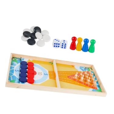 Imagem de Colaxi Jogo de disco rápido de madeira, jogo de hóquei portátil, jogos de boliche divertidos, jogo de tabuleiro 5 em 1 para crianças, adultos, amigos, festa,