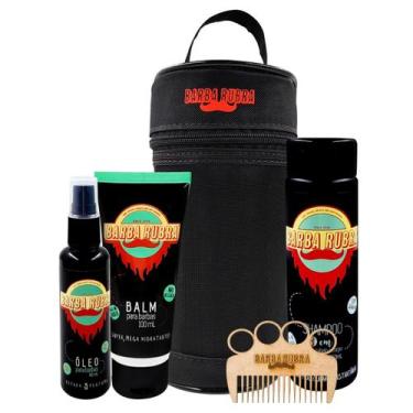 Imagem de Kit Barba Rubra - Shampoo 3 em 1, Óleo, Balm e Necessaire