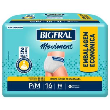 Imagem de Roupa Íntima Moviment Bigfral Unissex - Tamanho P/M - 16 unidades