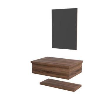 Imagem de Bancada Metrópole 607w 60cm C/Prateleira e Espelheira - Compace, Nogal