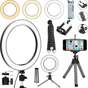 Imagem de Kit Acessórios Youtuber Tripé Celular Iluminador Ring Light - Leffa Sh