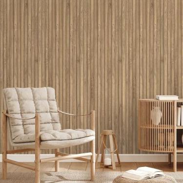 Imagem de Papel de Parede Painel Sala Madeira Ripada Pinho - Defacile, 1m