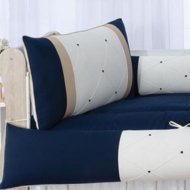 Imagem de Kit Berço Nervurado Marinho Enxoval Bebê Berço Nacional/Americano Algo