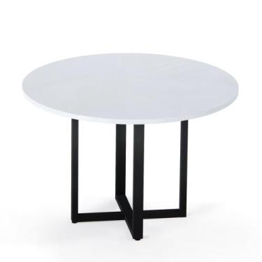 Imagem de Mesa de Reunião Redonda Tubular P25 Pandin 1,10 M Cinza e Preto