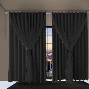 Imagem de cortina para quarto e sala blecaute Bia 4,00 x 2,30 preto - Enxovais B