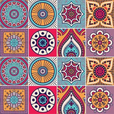 Imagem de Adesivo de Azulejo - Ladrilho Hidráulico - 15cm x 15cm - 16un - 387Azm