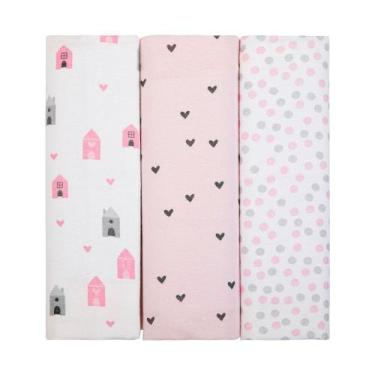 Imagem de Cueiro flaneladinho de bebê  kit com 3 casinha - Era Uma Vez