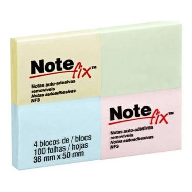 Imagem de Bloco de Recado Auto Adesivo Note Fix Cores C/ 4 - 3m