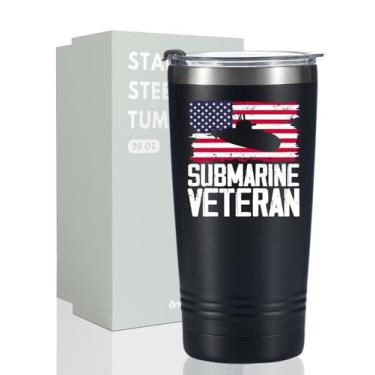 Imagem de Onebttl Presentes submarinos para veteranos, copo de vinho isolado de aço inoxidável com tampa e canudo, presentes vintage para veteranos submarinos no aniversário, Natal, 590 ml, Just a Boy Who Loves