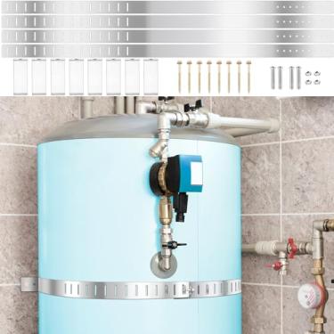 Imagem de Kit de 2 conjuntos de tiras de aquecedor de água sísmica, alças ajustáveis de 96,5 cm de montagem frontal para aquecedor de água de 80 galões, suporte de montagem de tanque de expansão, aço inoxidável