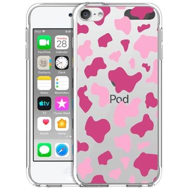 Imagem de GlamCase Capa transparente para iPod Touch 7ª/6ª/5ª geração – Capa traseira com estampa rosa bebê em pele de vaca, ajuste fino, flexível, transparente, à prova de choque, para iPod Touch 7/6/5