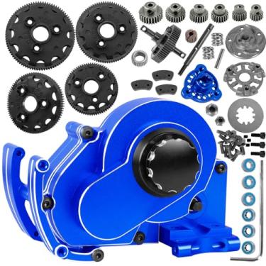 Imagem de RC Gearbox Transmission Case w/Spur Gear Upgrades Part for 1/10 Slash 2WD (VXL)/Bandit 2WD (VXL)/Stampede 2WD (VXL)/Rustler 2WD (VXL),Aluminum Transmission Gearbox Hops Up,Navy Blue