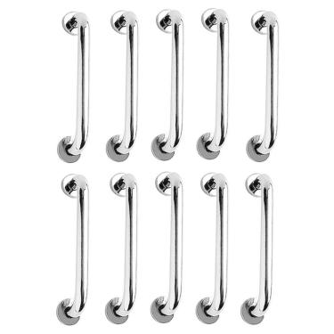 Imagem de Alça de Apoio Barra Inox 30cm Kit 10 Unidades Idoso Cadeirante Deficiente Box Banheiro Segurança Acessibilidade Corrimao Suporte Proteçao