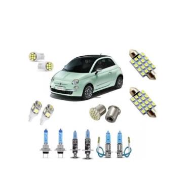 Imagem de Kit Lampadas Fiat 500 Super Branca + Led Tipo Xenon - Blue lion
