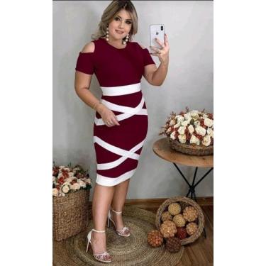 Imagem de Vestido Midi X Moda Feminina Evangélica - Miss Flower, Vinho, G