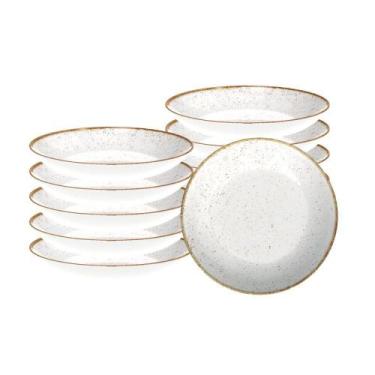 Imagem de Conjunto de Pratos Fundo Rústico Marrom em Porcelana Decorada 22 cm - 