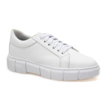 Imagem de tênis sapatênis branco sola tratorada moderno casual feminino - BERGAL