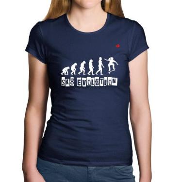 Imagem de Baby Look Algodão SK8 Evolution Girl - Foca na Moda, Marinho, G