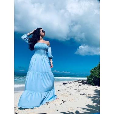 Imagem de Vestido Longo Ciganinha Manga Longa Fofa com Lastex  - DINÉIA CINTRA, 