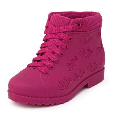 Imagem de Botinha Feminina Infantil Menina Coturno Rosa e Preto - Dayane Shoes, 