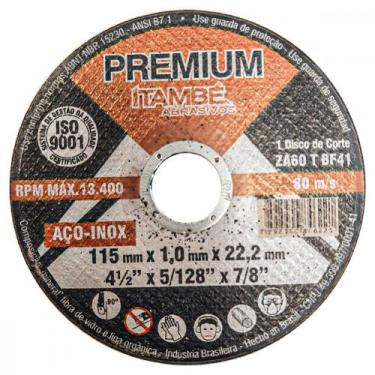 Imagem de Disco Aco Inox Itambe 4.1/2''X5/128''X7/8'' Premium - Fino 1,0Mm - Kit