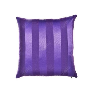 Imagem de Capa Para Almofada Em Tecido Jacquard Roxo Listrado - Ajeitaí