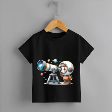 Imagem de Camiseta Infantil Menino Blusa Astronauta e telescópio 100% Algodão - 