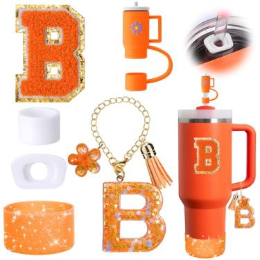 Imagem de Mity rain Conjunto de acessórios de copo laranja de 6 peças para copo Stanley Cup de 850 g 1,134 g com alça, incluindo tampa de cobertura de palha e bota, tampa à prova de derramamento, pingente de