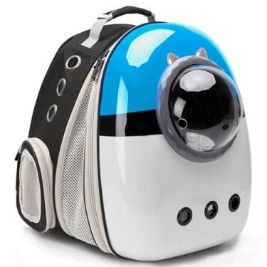 Imagem de LAIRIES mochila expansível para gatos, mochila para gatos gatinhos cachorrinhos, mochila bolha para gatos aprovada pela companhia aérea, cápsula espacial para astronautas (azul, extensão fro