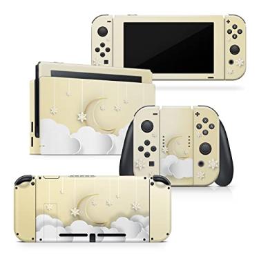 Imagem de Tacky Design Capa Moon and Star Skin compatível com Nintendo Switch, película creme para adesivos Nintendo Switch, decalque completo de vinil premium 3M, compatível com Joy-Con, Console, Dock.