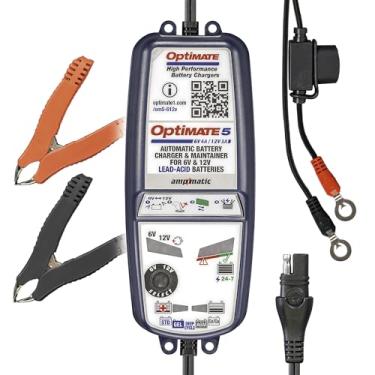 Imagem de OptiMate 5 6V/12V - 6V 4A/12V 3A, carregador e mantenedor de economia de bateria para motocicletas, automotivos, ciclos profundos e baterias RV (TM-321)