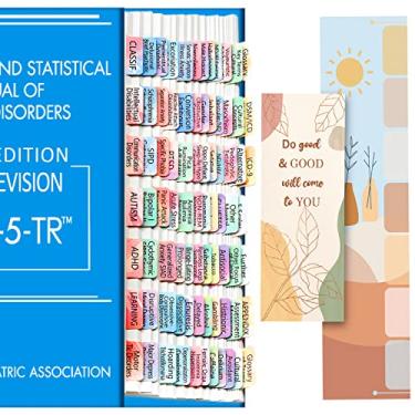 Imagem de DSM 5 TR Tabs, Índice para DSM-5 Diagnóstico e Manual Estatístico de Transtornos Mentais, Laminado em Aquarela, 100 Pçs, Incluindo 18 Unidades em Branco, com Guia de Alinhamento e Marcador