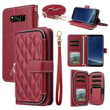 Imagem de Argyle Capa carteira para Samsung Galaxy S8 Plus com alça de pulso, alça de ombro, suporte de cartão de crédito, acessórios para celular para S8plus S 8 8plus 8S Edge S8+ SM-G955U mulheres meninas