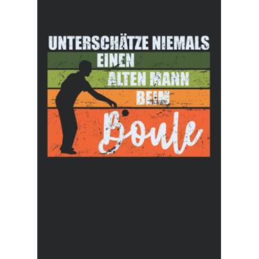 Imagem de Notizbuch A4 kariert mit Softcover Design: Vintage Boule Spruch Boulespieler alter Mann Rentner: 120 karierte DIN A4 Seiten