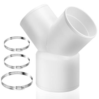 Imagem de Enenes Divisor de duto de 3 vias, conector de duto ABS para mangueira de ventilação do secador de exaustão de 10 a 7,6 cm a 7,6 cm de diâmetro vem com 3 braçadeiras de mangueira de aço inoxidável