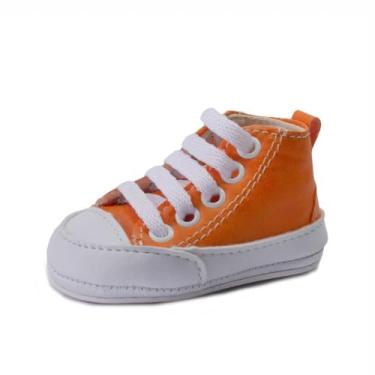 Imagem de Sapatinhos Bebê-Tenis recém-nascido primeiros passos, forrado com tecido espumado 14ao20 baby 1101B (Laranja Branco, BR, Bebê, Numérico, 15)