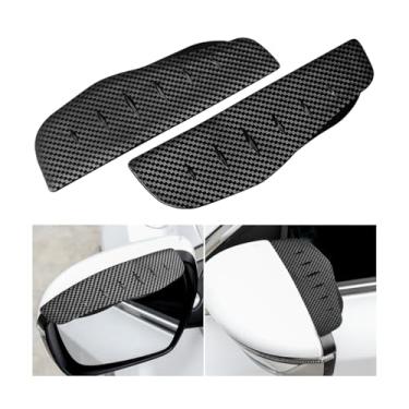 Imagem de LKAHG 2 peças espelho retrovisor de carro viseira de chuva, fibra de carbono à prova d'água espelho lateral de veículo sobrancelha de chuva, espelho retrovisor automático à prova de chuva, protetor de