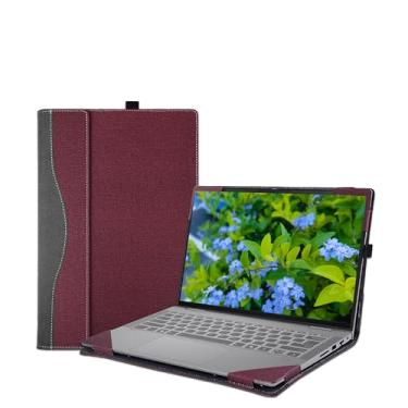 Imagem de Capa de laptop para Lenovo IdeaPad 5 de 14 polegadas 2 em 1 14Q8X9 14AHP9 14IRH9 14IRU9 manga, bolsa protetora de couro PU, acessórios para notebook (Borgonha)