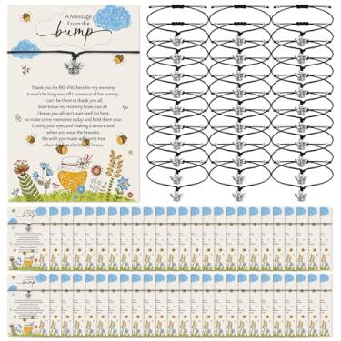 Imagem de Thyle Conjunto de 50 pulseiras de chá de bebê de abelha uma mensagem da colisão, lembrancinhas de chá de bebê, pulseiras ajustáveis com mensagem do cartão Bump, presente de devolução de chá de bebê