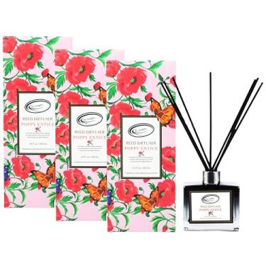 Imagem de Air Jungles Poppy Entice Conjunto de difusor de palheta perfumada com bastões, 10 ml cada, (pacote com 3) aromatizador de óleo essencial de longa duração para banheiro, escritório, academia e quarto