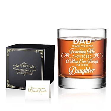 Imagem de Perfectinsoy Dad Thank You For Teaching Me How To Be A Man Even Though I'M Your Daughter Whiskey Glass with Gift Box, Funny dad gifts from kids, Birthday Gifts for Dad, Gift For Dad From Daughter