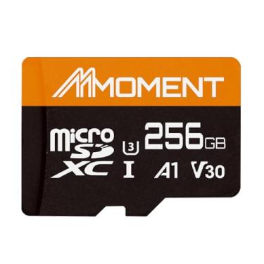 Imagem de MMOMENT Cartão micro SDXC de 256 GB, compatível com A1, UHS-I, U3, Classe 10, velocidade de leitura de até 95 MB/s, velocidade de gravação de até 75 MB/s, adaptador SD incluído (256 GB, laranja alta