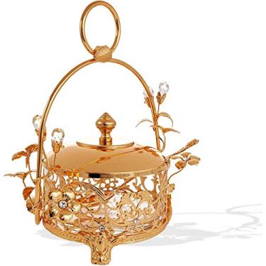 Imagem de Prato de mel/doce banhado a ouro 24K com detalhes em rosa Matashi